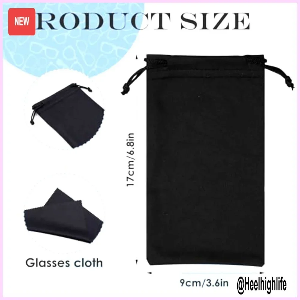 100 Pack Microfiber Sunglasses Pouches with 10 Cleaning Cloths
